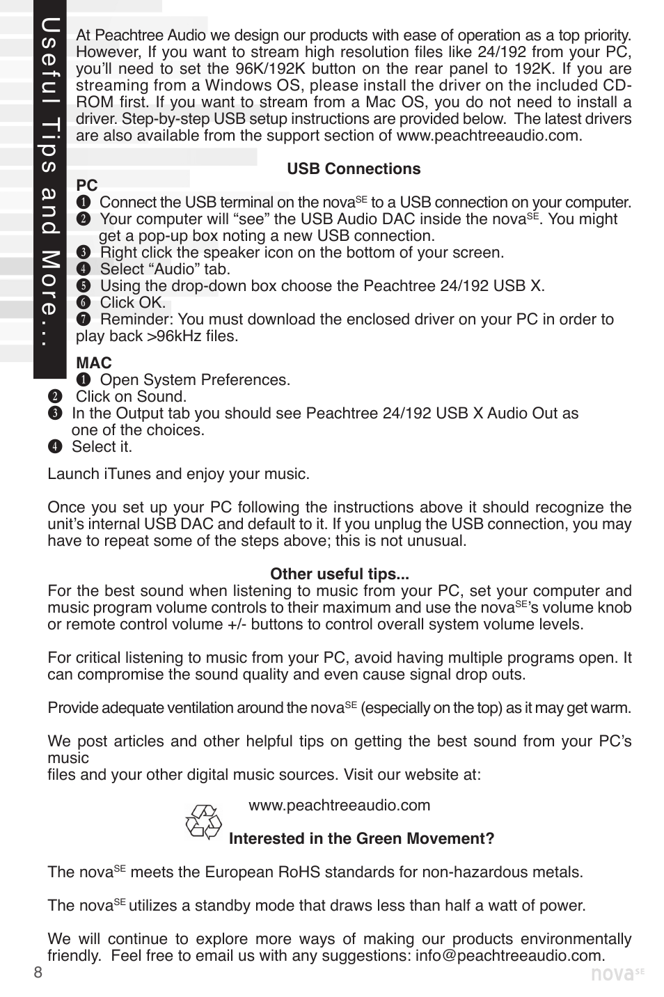 Useful t ips and more | Peachtree Audio nova220SE User Manual | Page 10 / 48