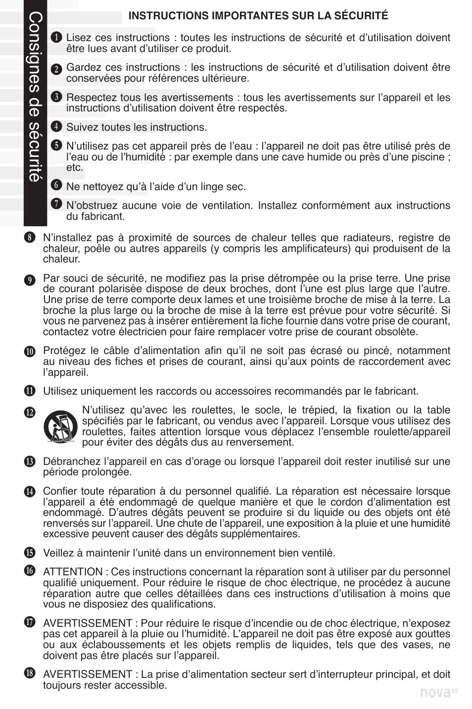 Consignes de sécurité | Peachtree Audio nova220SE User Manual | Page 14 / 48