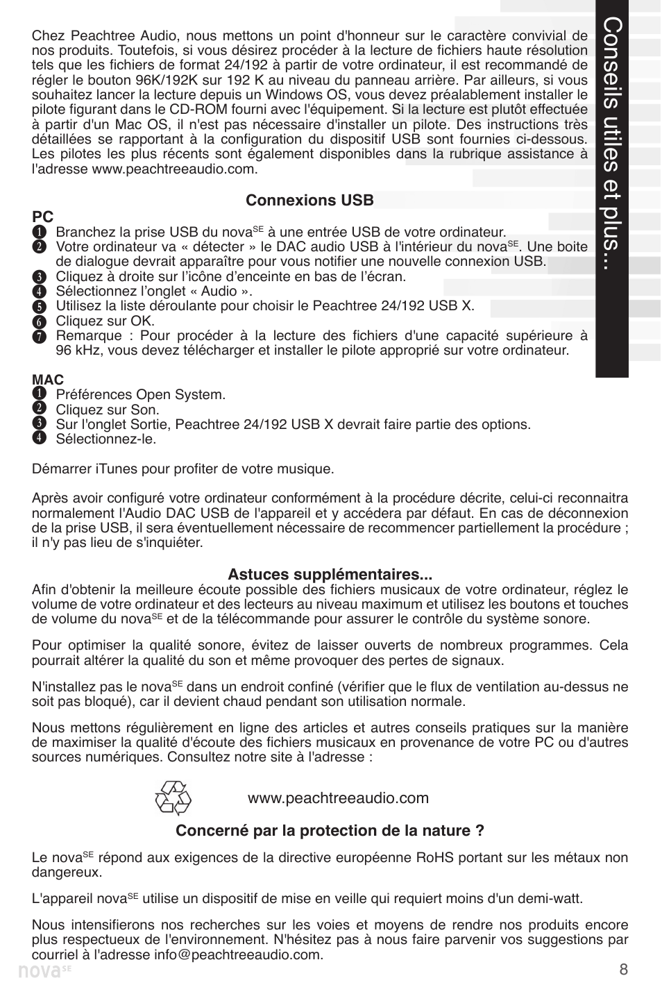 Conseils utiles et plus | Peachtree Audio nova220SE User Manual | Page 21 / 48