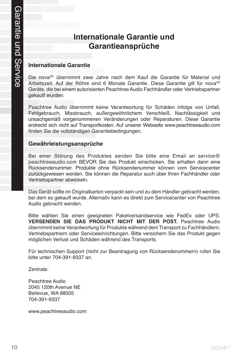 Internationale garantie und garantieansprüche | Peachtree Audio nova220SE User Manual | Page 34 / 48