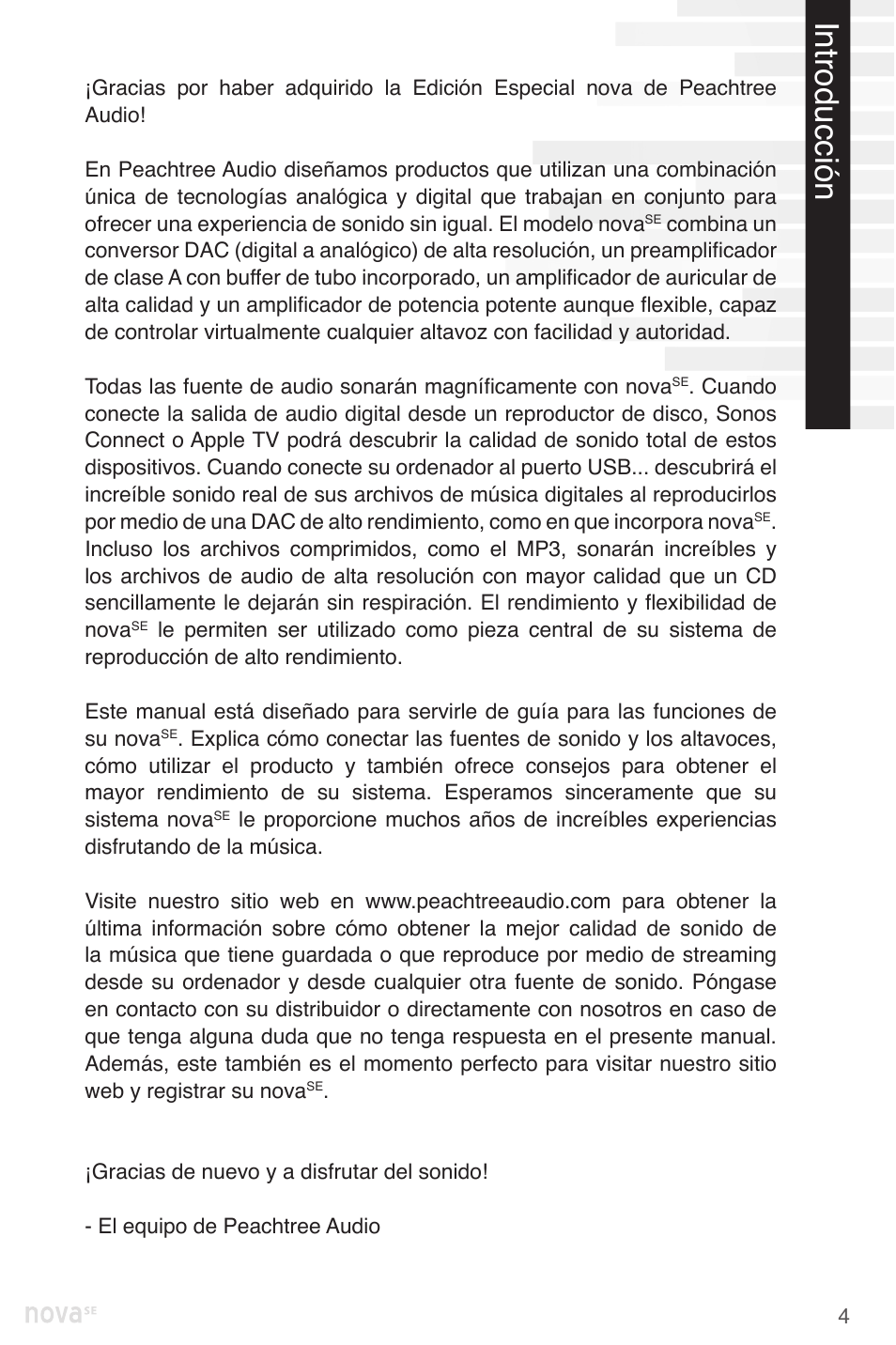 Introducción | Peachtree Audio nova220SE User Manual | Page 39 / 48