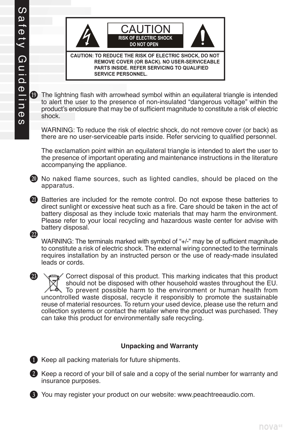 Caution | Peachtree Audio nova220SE User Manual | Page 4 / 48
