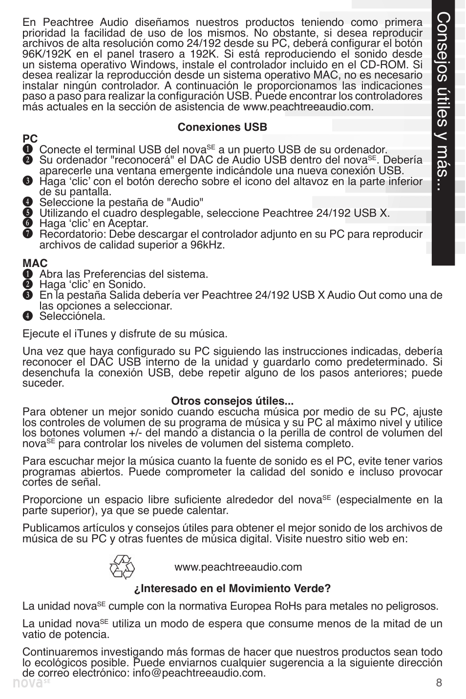 Consejos útiles y más | Peachtree Audio nova220SE User Manual | Page 43 / 48