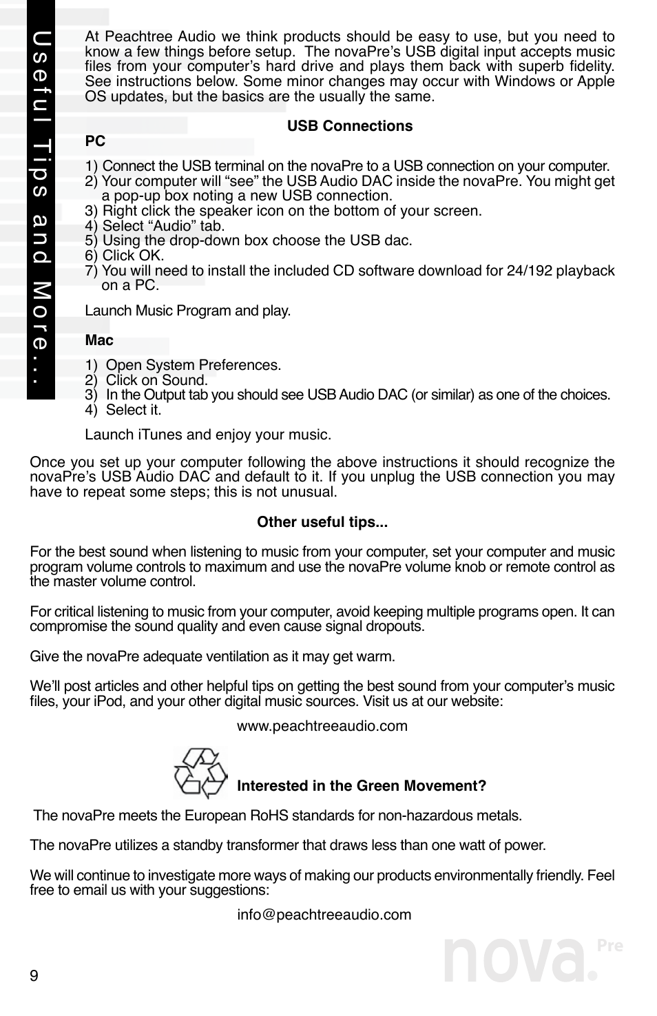 Useful t ips and more | Peachtree Audio novaPre User Manual | Page 11 / 16