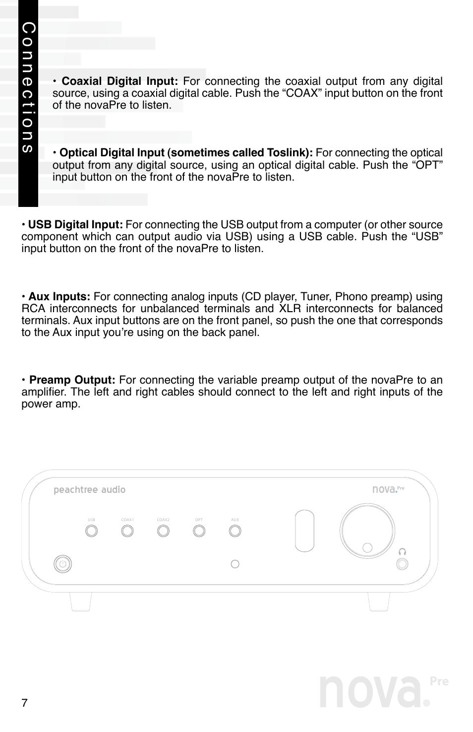 Connections | Peachtree Audio novaPre User Manual | Page 9 / 16