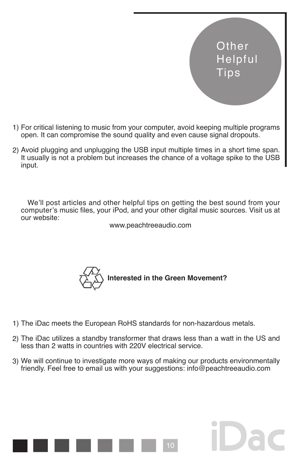 Other helpful tips | Peachtree Audio iDac User Manual | Page 11 / 16