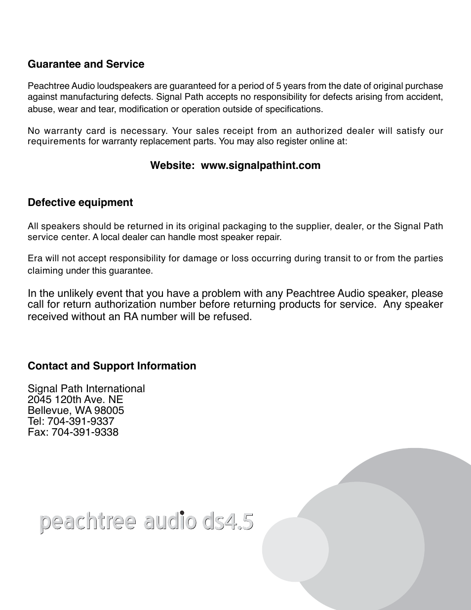 Peachtree Audio DS4.5 User Manual | Page 2 / 2