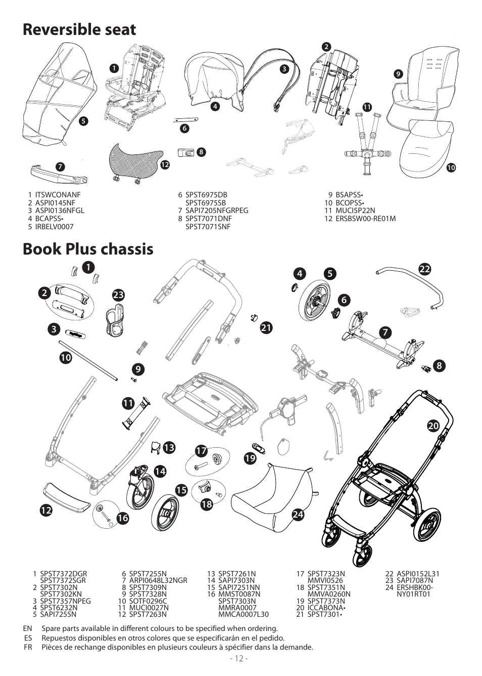 Book plus chassis, Reversible seat | Peg-Perego Book Plus User Manual | Page 12 / 24