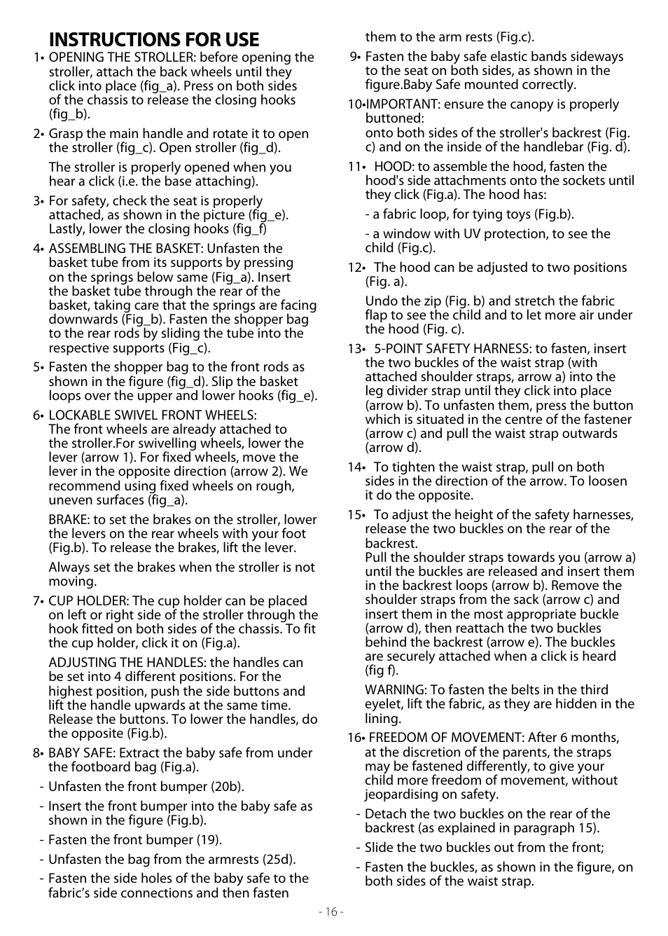 Instructions for use | Peg-Perego Book User Manual | Page 16 / 28