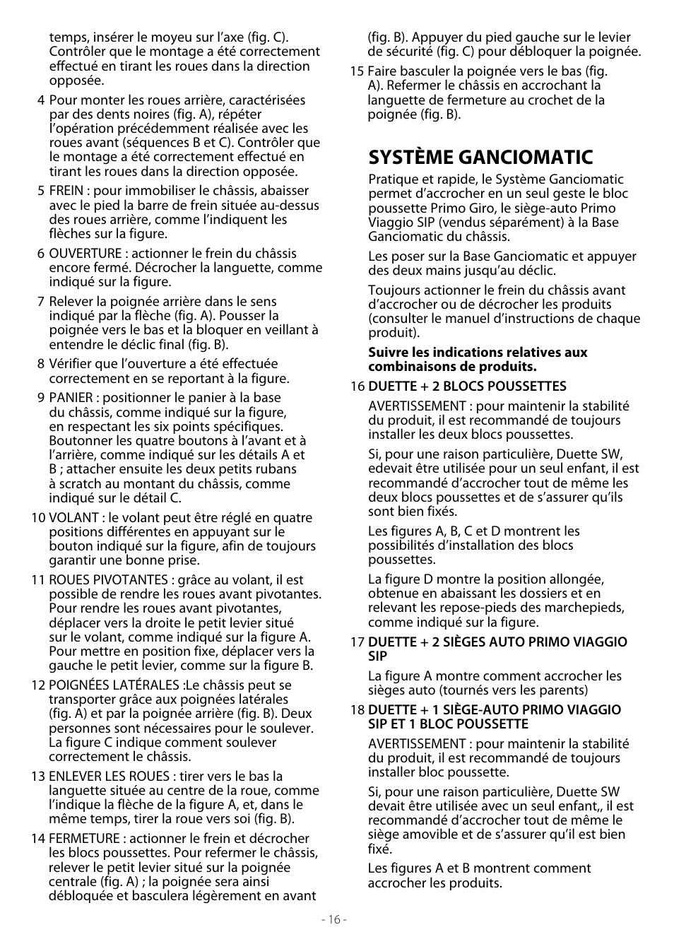 Système ganciomatic | Peg-Perego Duette SW User Manual | Page 16 / 20