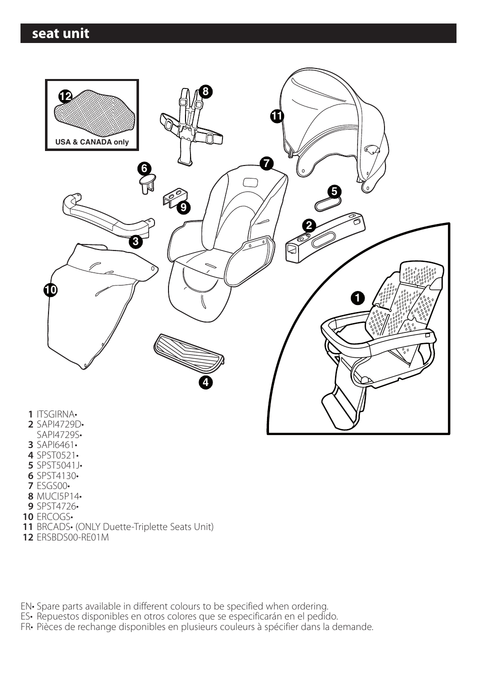 Seat unit | Peg-Perego Duette SW Stroller Seat User Manual | Page 6 / 16
