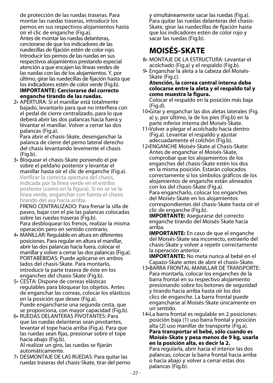 Moisés-skate | Peg-Perego Skate System User Manual | Page 27 / 40