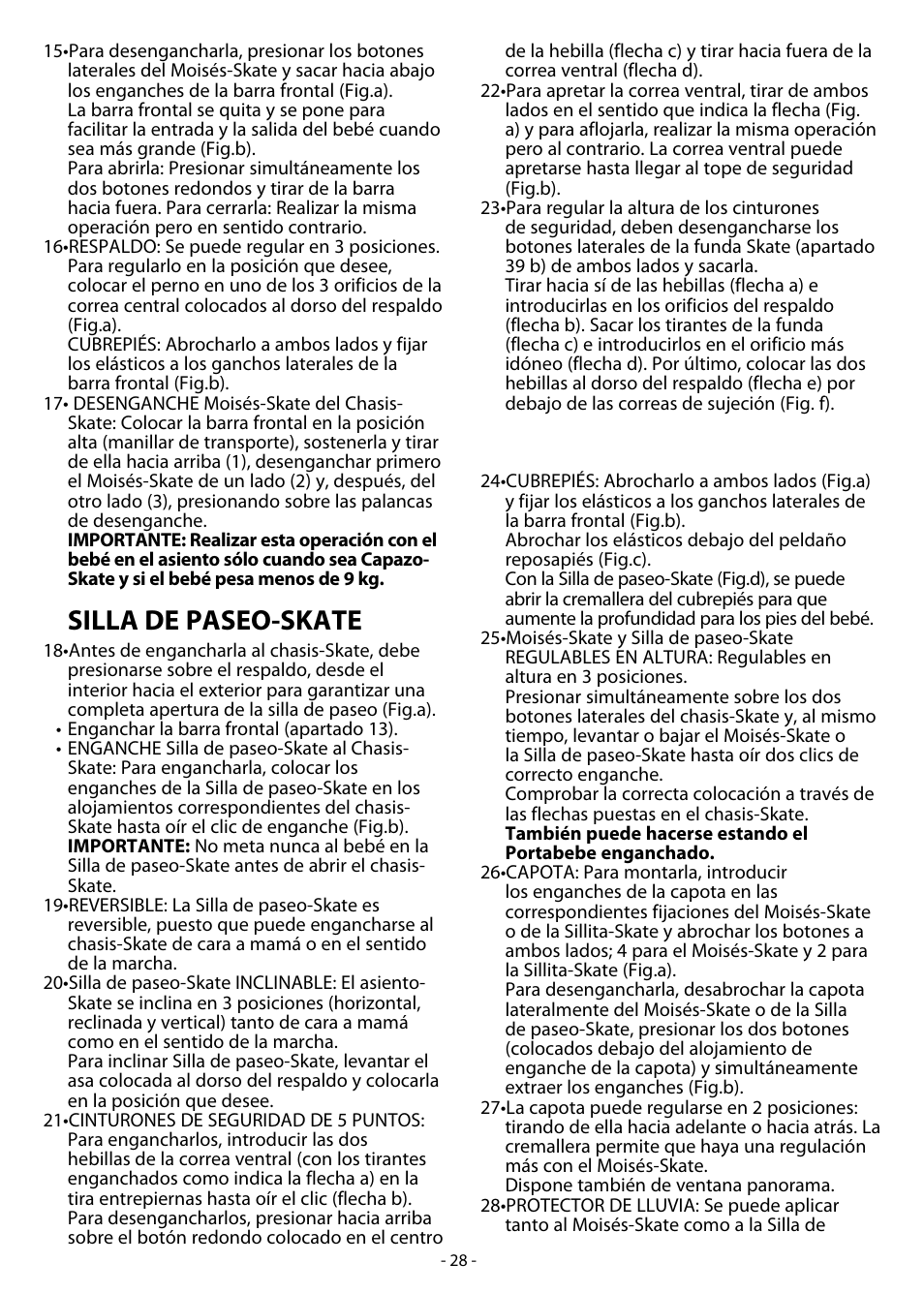 Silla de paseo-skate | Peg-Perego Skate System User Manual | Page 28 / 40