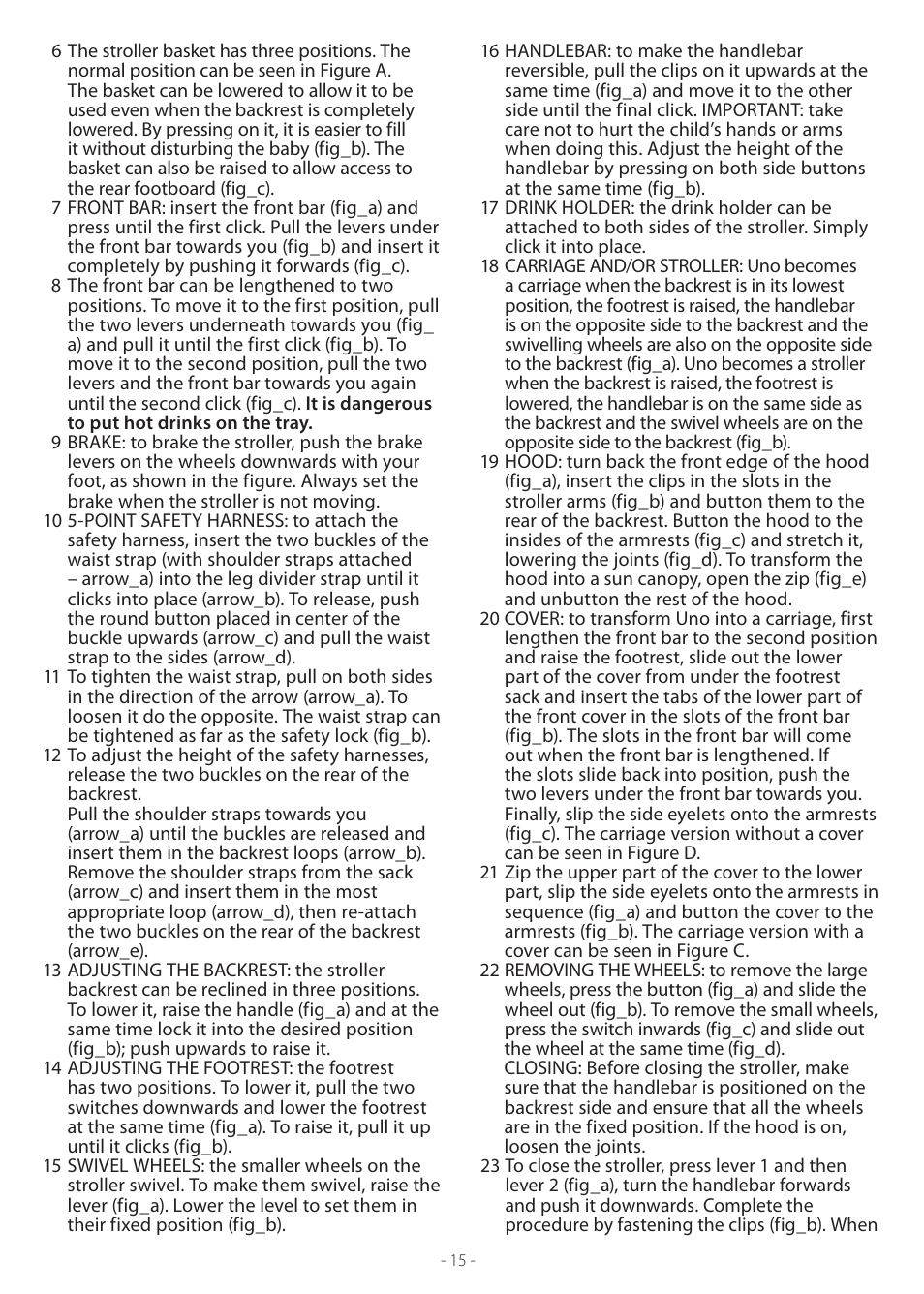 Peg-Perego Uno User Manual | Page 15 / 24