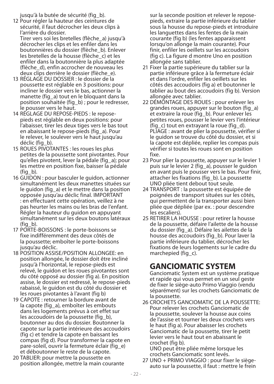 Ganciomatic system | Peg-Perego Uno User Manual | Page 22 / 24