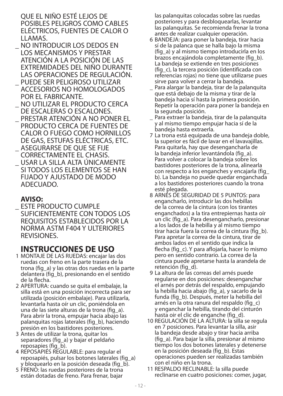 Instrucciones de uso | Peg-Perego Prima Pappa Best User Manual | Page 12 / 20