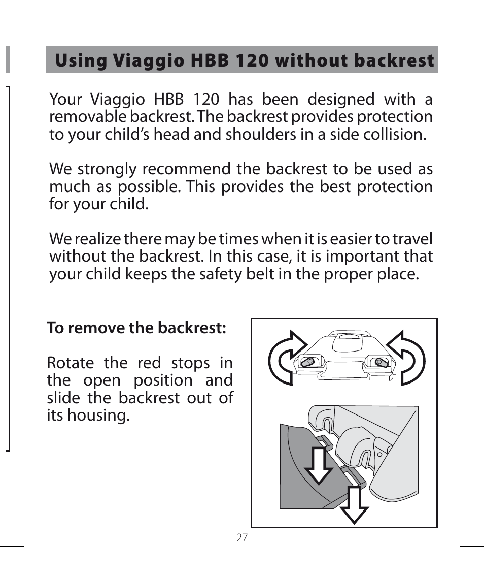 Using viaggio hbb 120 without backrest | Peg-Perego Viaggio HBB 120 User Manual | Page 27 / 80