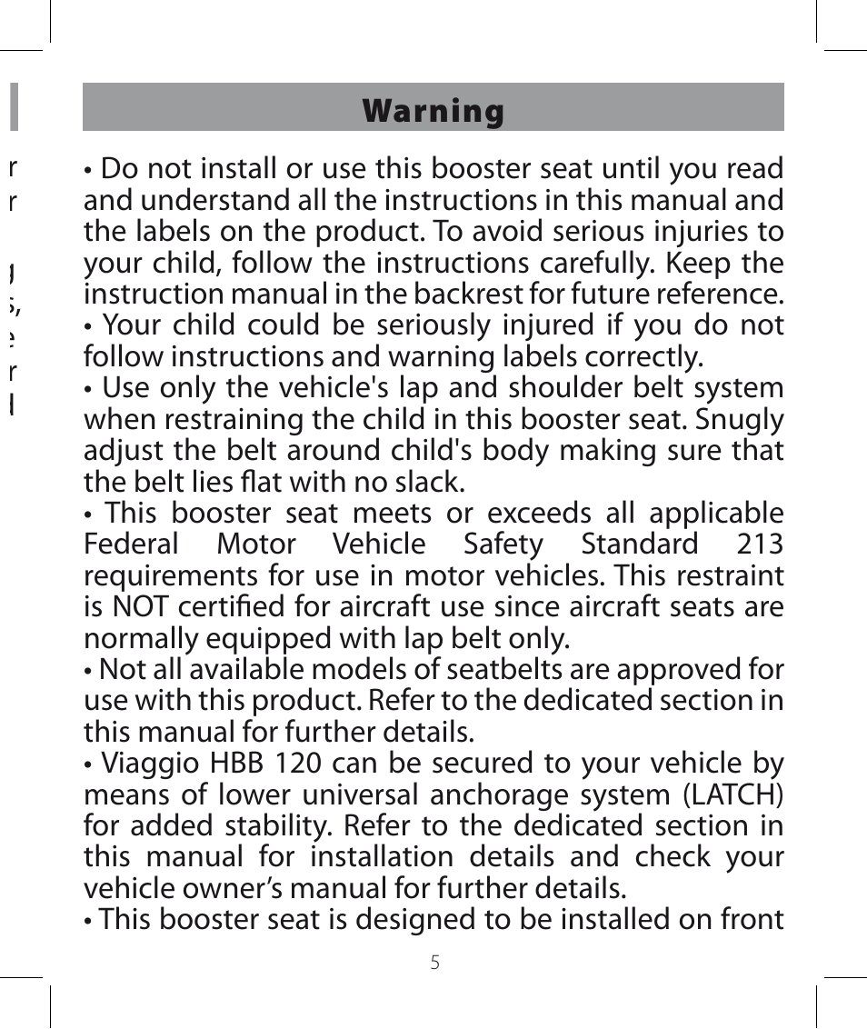 Peg-Perego Viaggio HBB 120 User Manual | Page 5 / 80