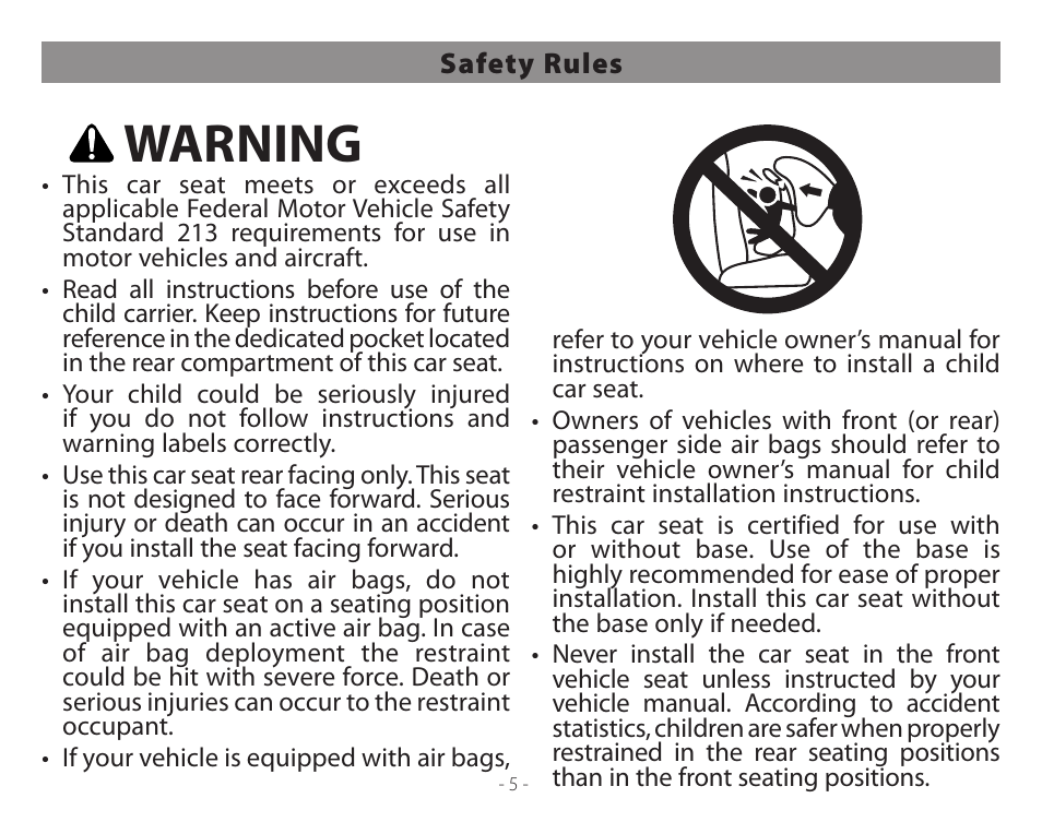 Warning | Peg-Perego Primo Viaggio 4-35 User Manual | Page 5 / 116