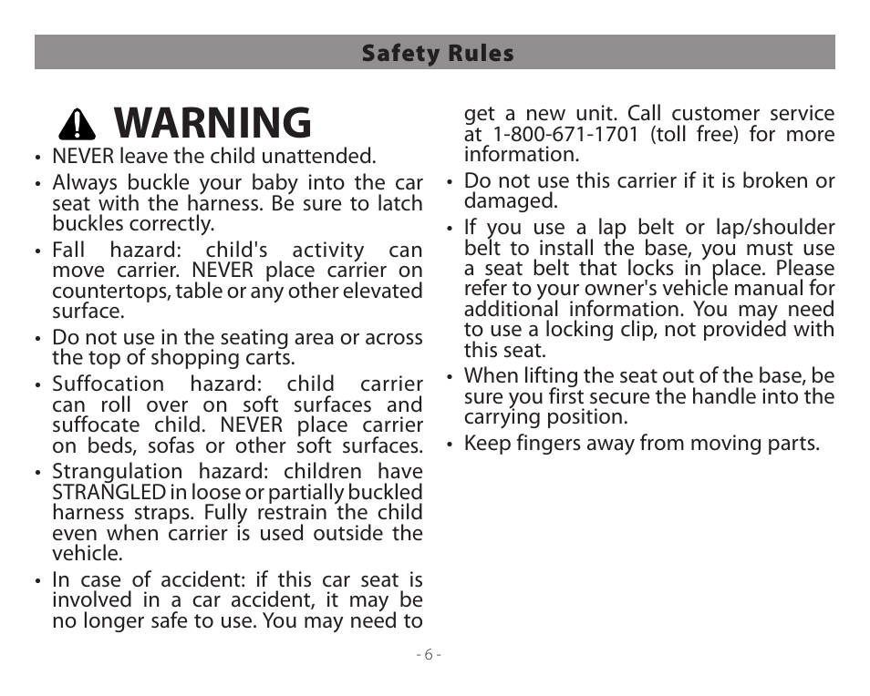 Warning | Peg-Perego Primo Viaggio 4-35 User Manual | Page 6 / 116