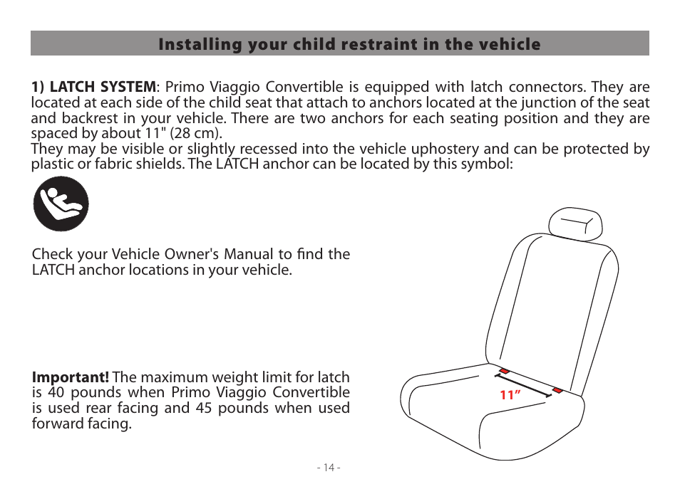 Peg-Perego Primo Viaggio Convertible 2014 User Manual | Page 14 / 128
