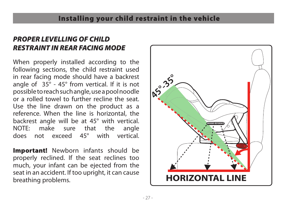 Horizontal line | Peg-Perego Primo Viaggio Convertible 2014 User Manual | Page 27 / 128