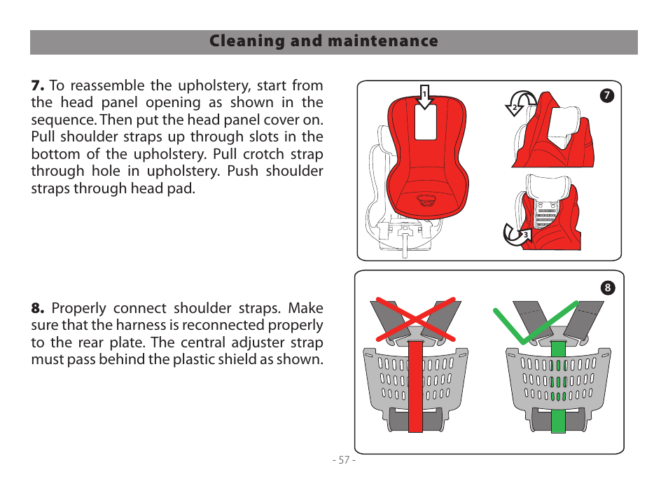 Cleaning and maintenance | Peg-Perego Primo Viaggio Convertible 2014 User Manual | Page 57 / 128