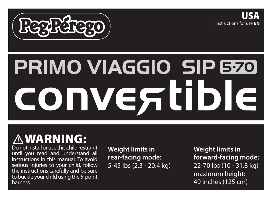 Peg-Perego Primo Viaggio Convertible User Manual | 64 pages