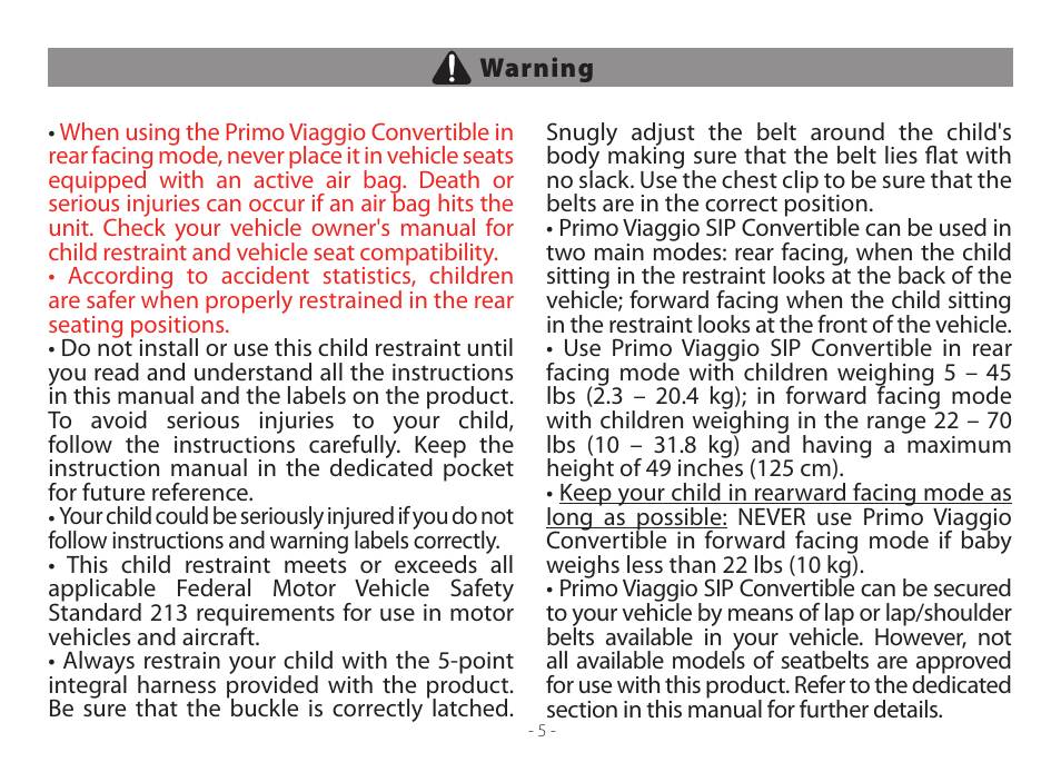 Peg-Perego Primo Viaggio Convertible User Manual | Page 5 / 64