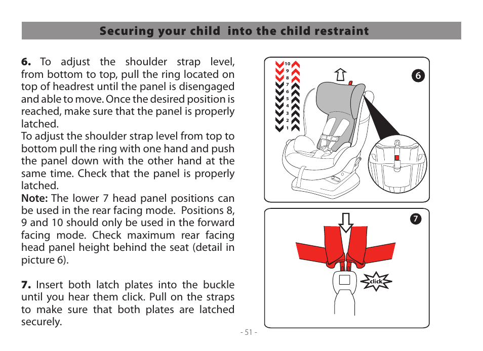 Securing your child into the child restraint | Peg-Perego Primo Viaggio Convertible User Manual | Page 51 / 64