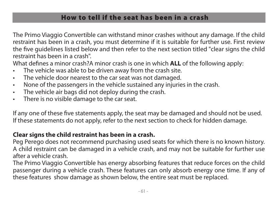 Peg-Perego Primo Viaggio Convertible User Manual | Page 61 / 64