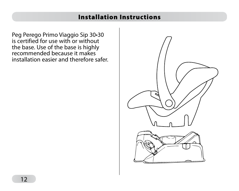 Peg-Perego Primo Viaggio SIP 30-30 User Manual | Page 12 / 96