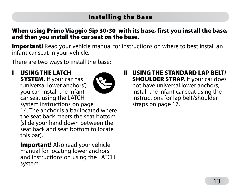 Peg-Perego Primo Viaggio SIP 30-30 User Manual | Page 13 / 96