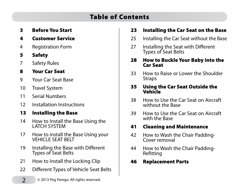 Peg-Perego Primo Viaggio SIP 30-30 User Manual | Page 2 / 96