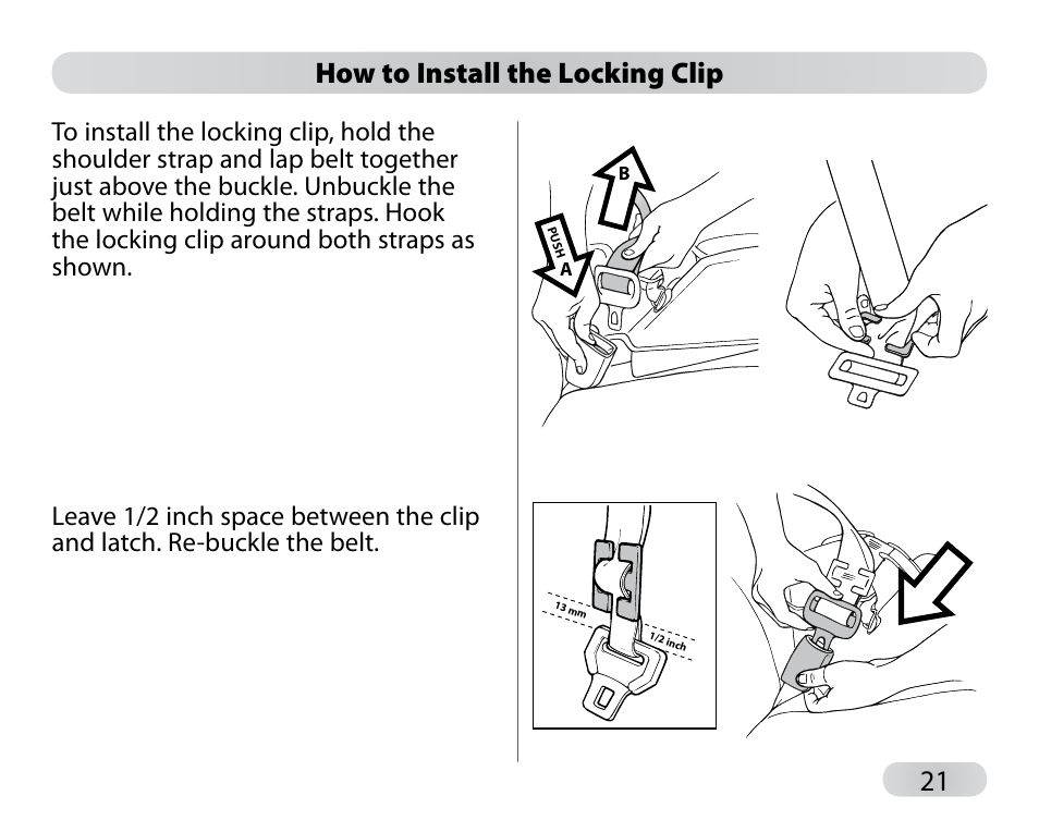 21 how to install the locking clip | Peg-Perego Primo Viaggio SIP 30-30 User Manual | Page 21 / 96