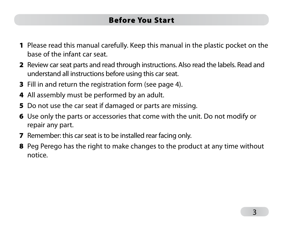 Peg-Perego Primo Viaggio SIP 30-30 User Manual | Page 3 / 96