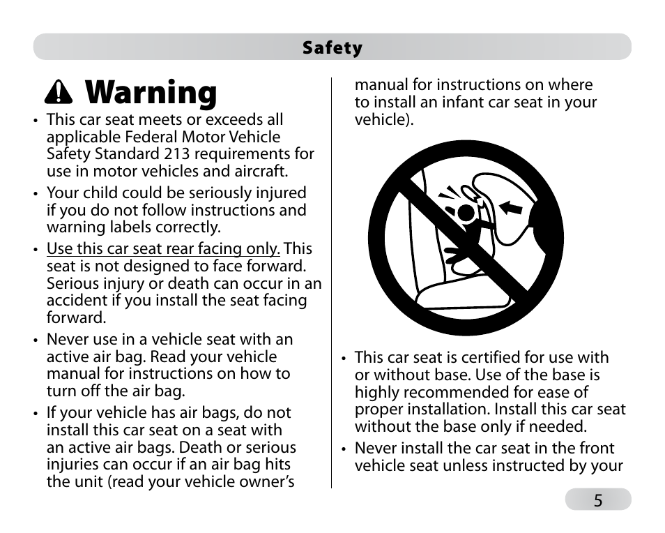 Warning | Peg-Perego Primo Viaggio SIP 30-30 User Manual | Page 5 / 96