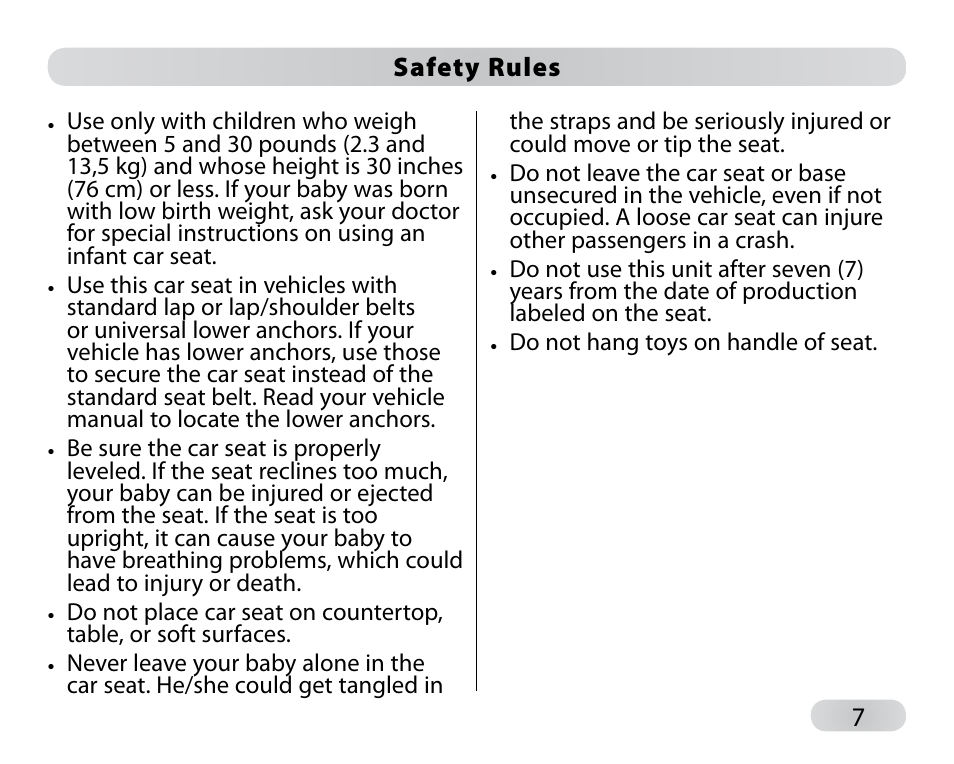Peg-Perego Primo Viaggio SIP 30-30 User Manual | Page 7 / 96