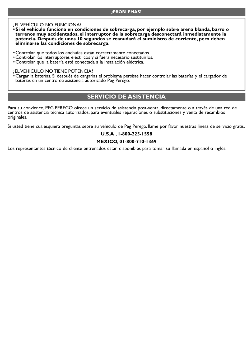 Servicio de asistencia | Peg-Perego Case IH Lil Tractor User Manual | Page 15 / 24