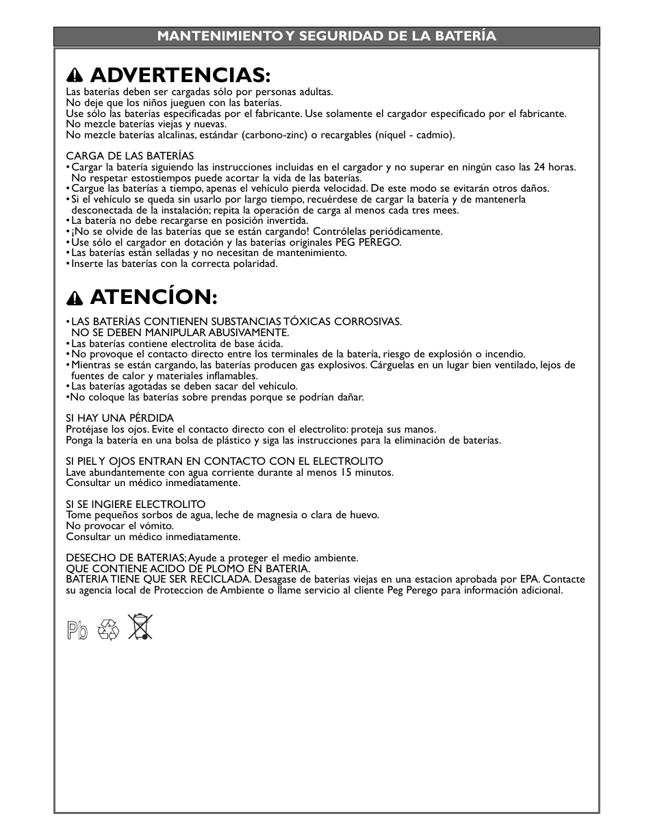Advertencias, Atencíon | Peg-Perego Case IH Magnum Tractor User Manual | Page 14 / 24