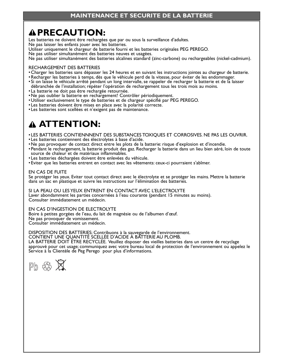 Precaution, Attention | Peg-Perego Case IH Magnum Tractor User Manual | Page 19 / 24