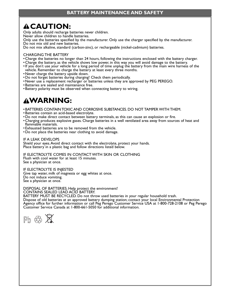 Caution, Warning | Peg-Perego Case IH Magnum Tractor User Manual | Page 9 / 24