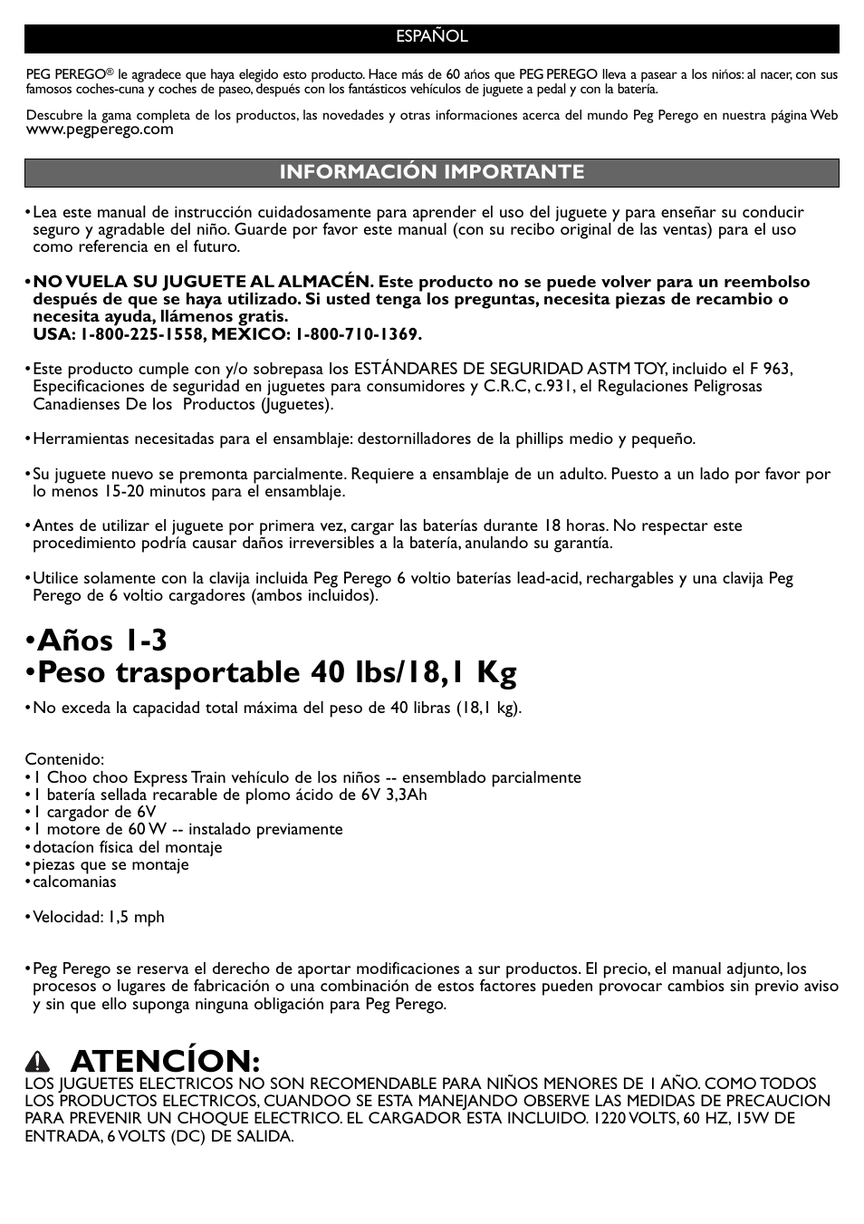 Atencíon | Peg-Perego Choo Expressv User Manual | Page 10 / 20