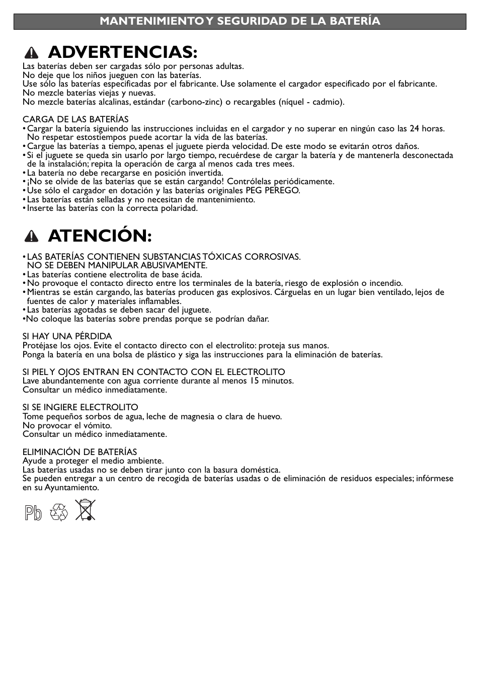 Advertencias, Atención | Peg-Perego Choo Expressv User Manual | Page 11 / 20