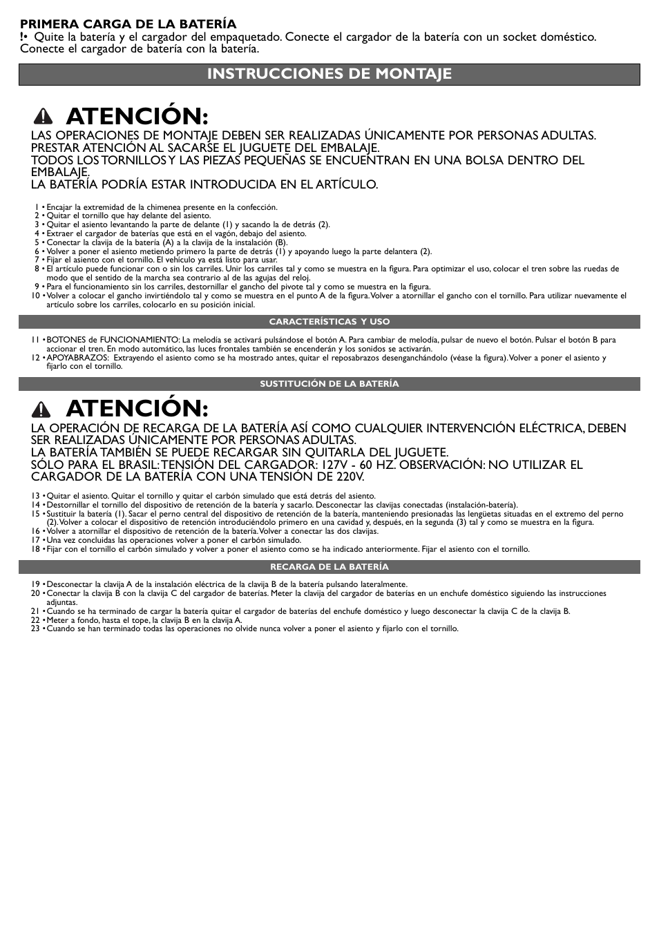 Atención, Instrucciones de montaje | Peg-Perego Choo Expressv User Manual | Page 12 / 20
