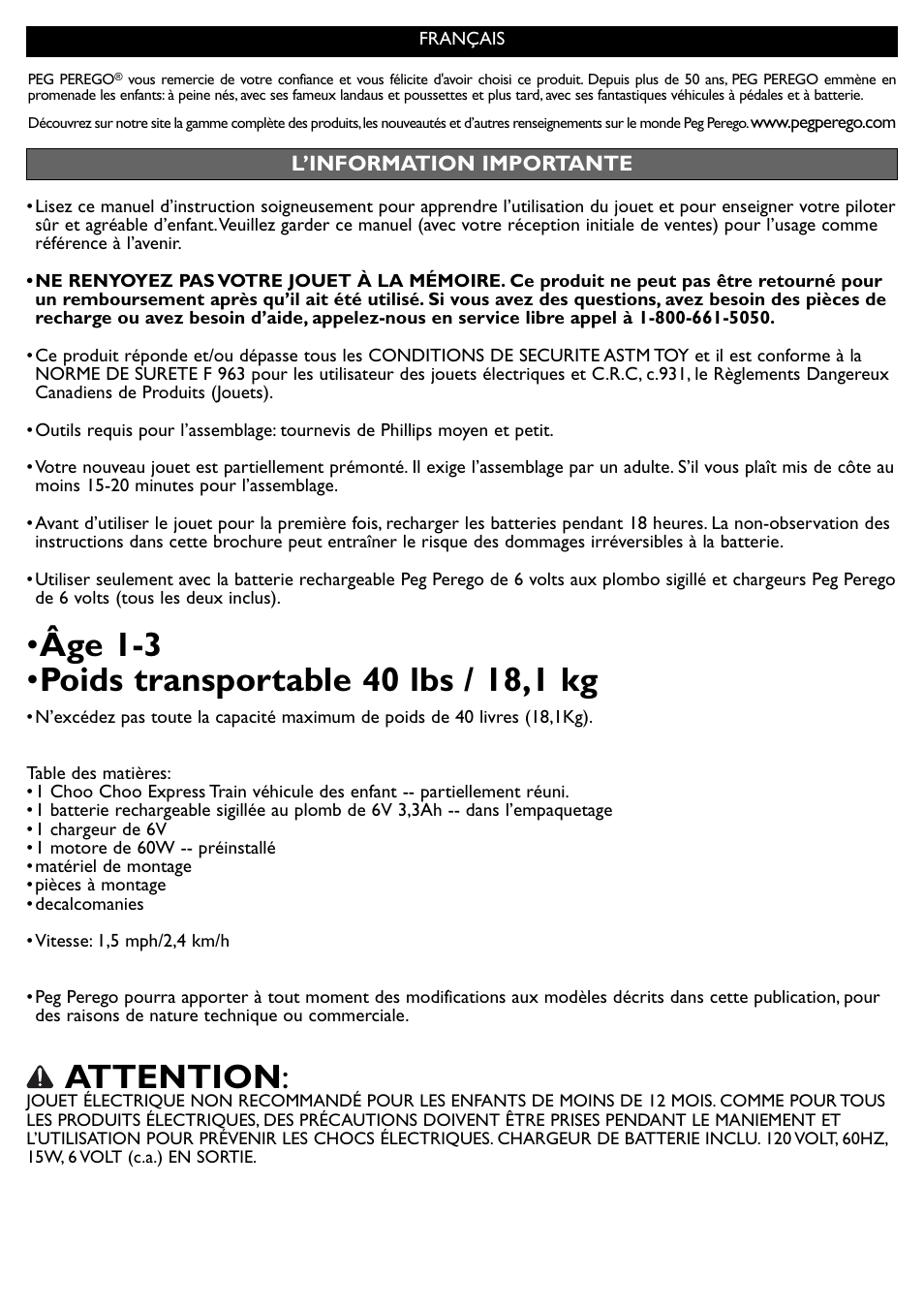 Attention | Peg-Perego Choo Expressv User Manual | Page 15 / 20