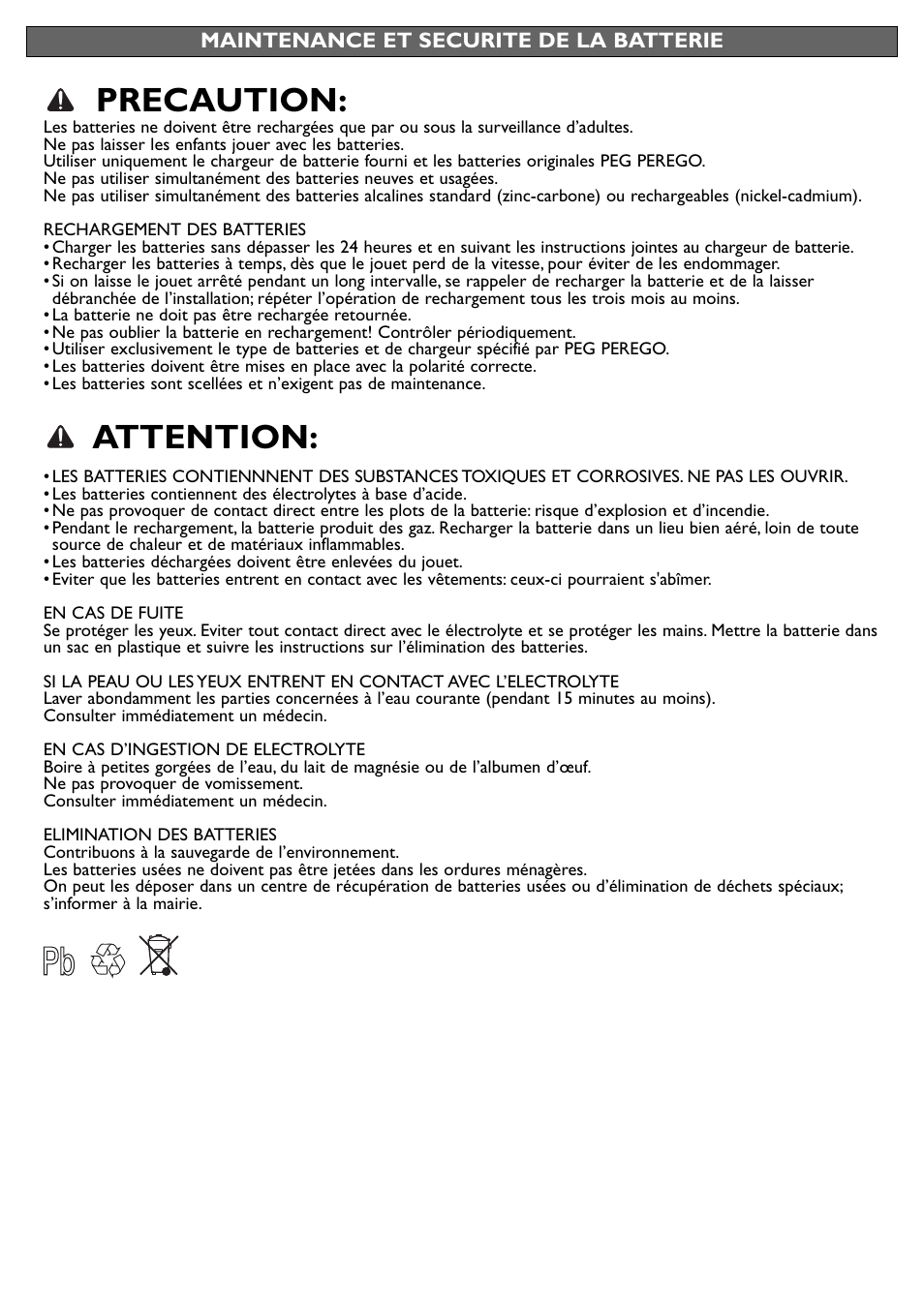 Precaution, Attention | Peg-Perego Choo Expressv User Manual | Page 16 / 20