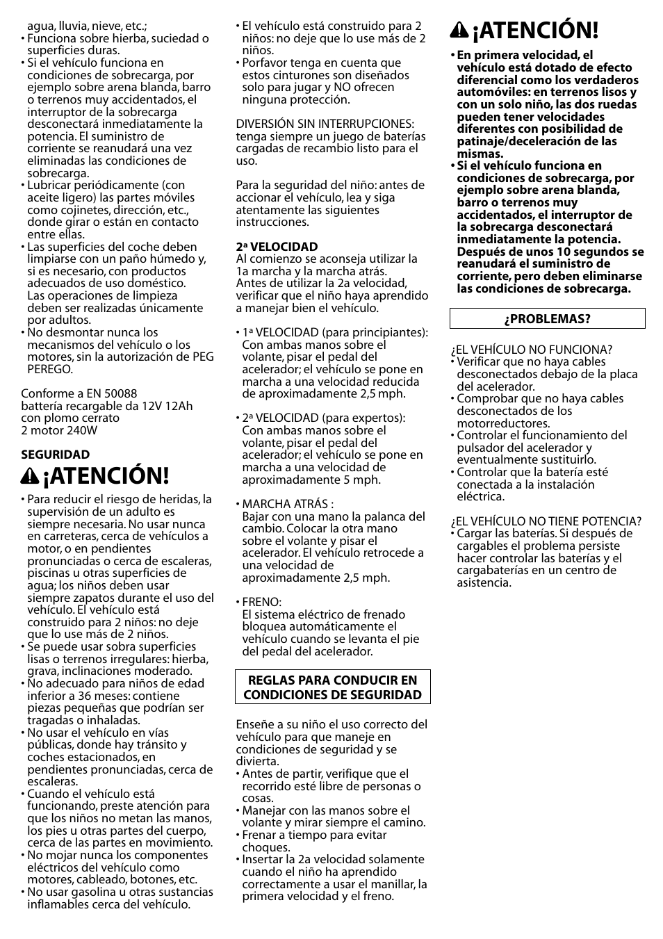 Atención | Peg-Perego Gaucho Rocin User Manual | Page 11 / 16
