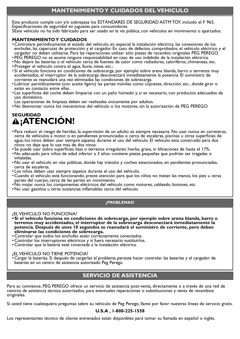 Atención | Peg-Perego JD Gator XUV User Manual | Page 17 / 24