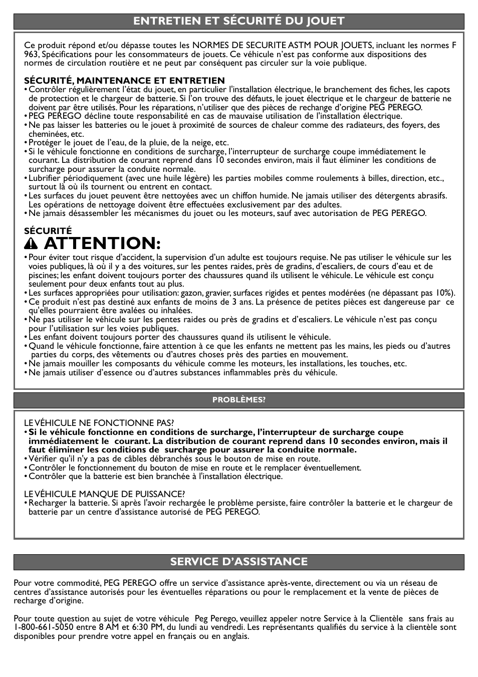 Attention | Peg-Perego JD Gator XUV User Manual | Page 22 / 24